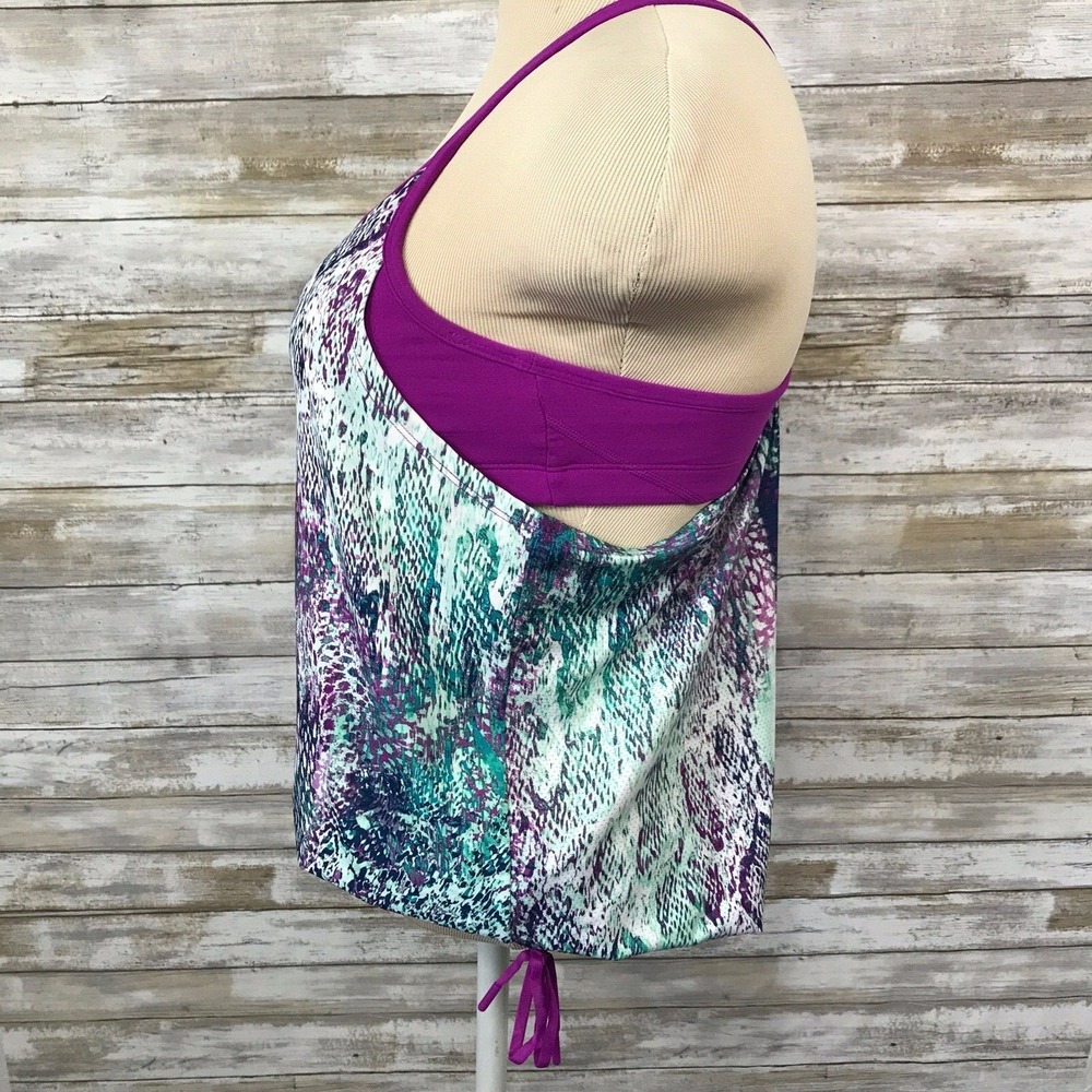 Fabletics Womens Purple Teal Snakeskin Print Built In Bra Tank Top Size S - Picture 3 of 7
